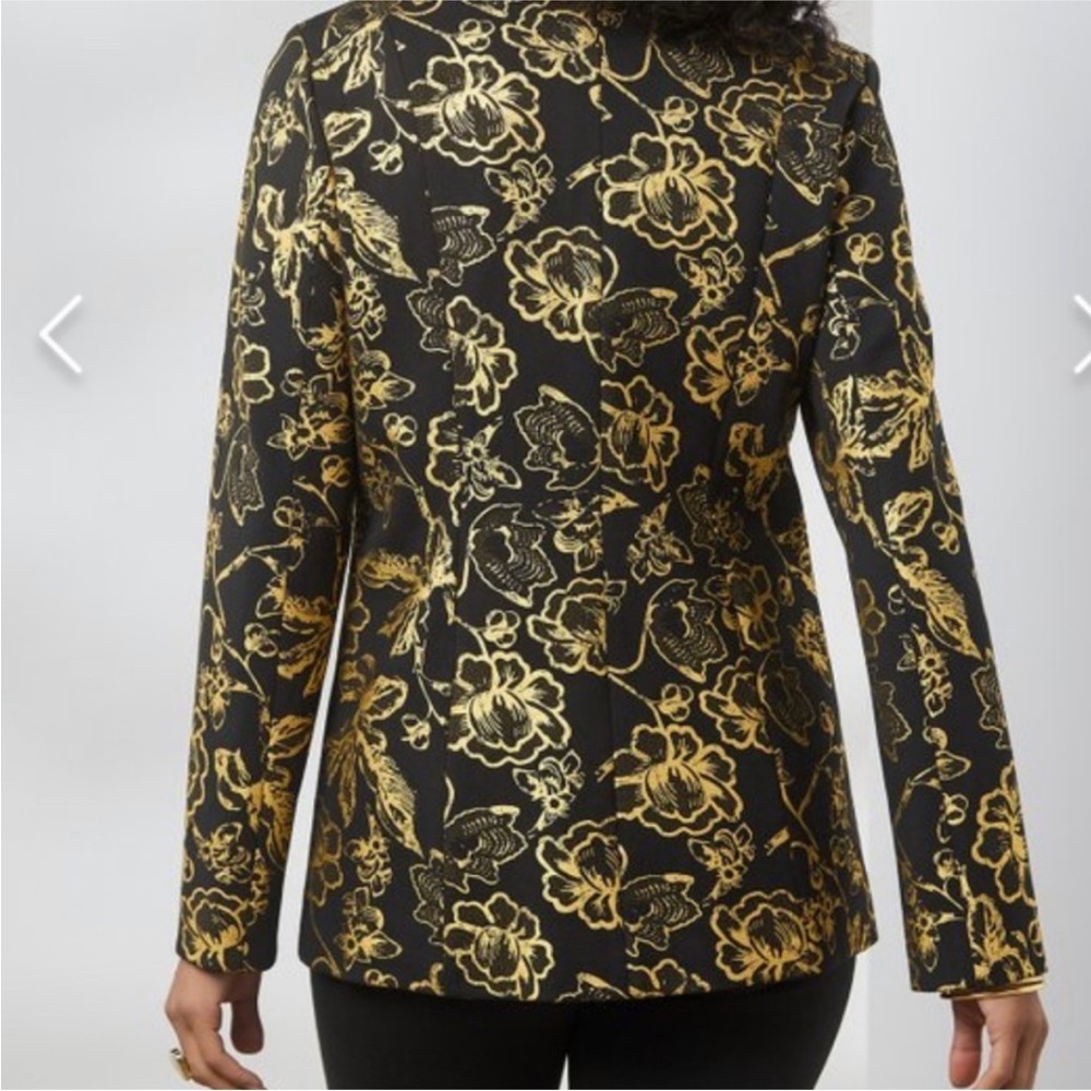 Soft Surroundings Moonstruck Metallic Gold Brocade Blazer Jacket Large Holiday - Picture 6 of 11